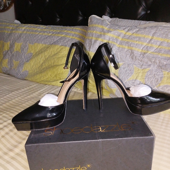 Shoedazzle Black Ankle Straps Pumps - Picture 7 of 9